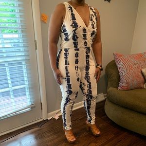 Navy and white romper